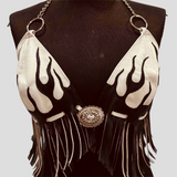 Fringe Leather Halter | Tank Flames