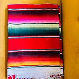 Vintage Serape Blanket | Red/Avocado Green