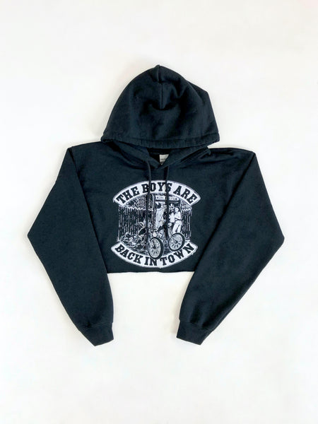 The Boys are Back in Town Cropped Pullover Hoodie